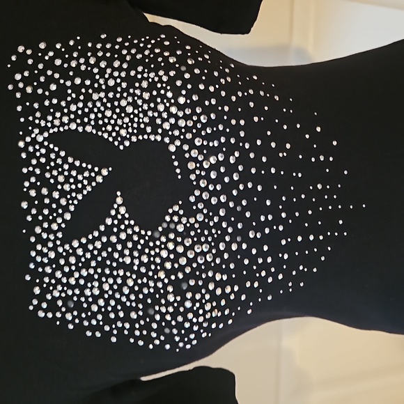 PLAYBOY REAR T-SHIRT TOP IN BLACK WITH RHINESTONES DESIGN SIZE M - Picture 6 of 9
